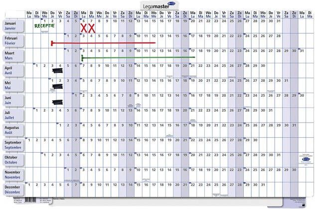 Legamaster Jaarplanner 2023 90x60cm horizontaal gelamineerd en oprolbaar