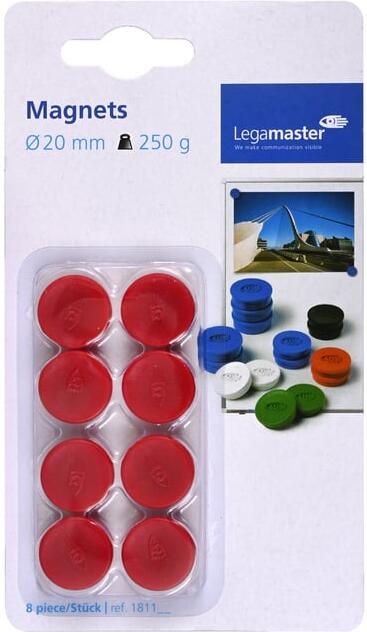 Legamaster Magneet 20mm 250gr rood 8 stuks - Foto 2