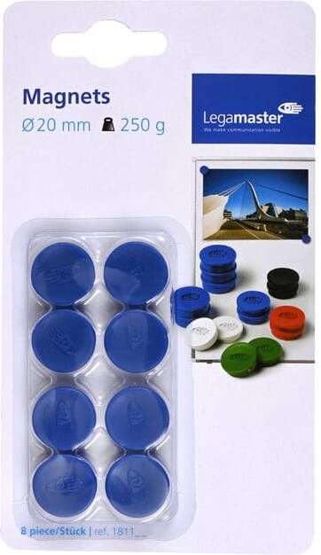 Legamaster Magneet 20mm 250gr blauw 8 stuks - Foto 2