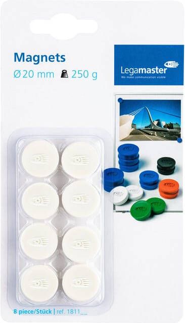 Legamaster Magneet 20mm 250gr wit 8 stuks
