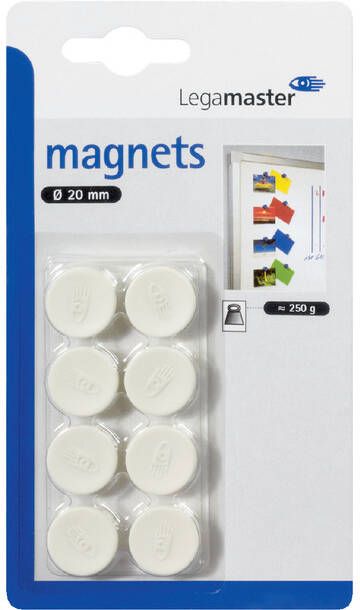 Legamaster Magneet 20mm 250gr wit 8stuks