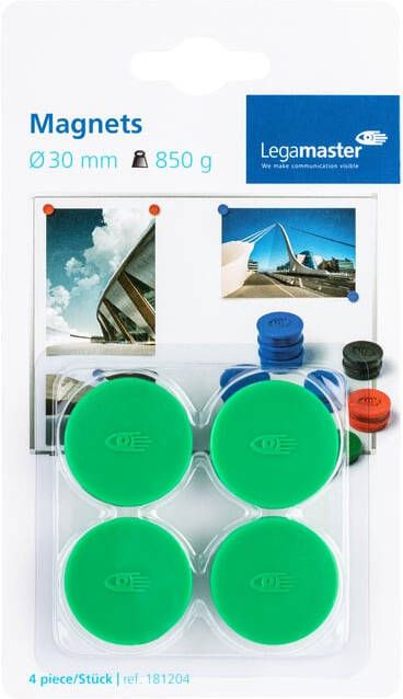 Legamaster Magneet 30mm 850gr groen 4 stuks - Foto 2