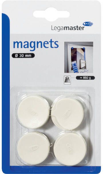 Legamaster Magneet 30mm 850gr wit 4stuks