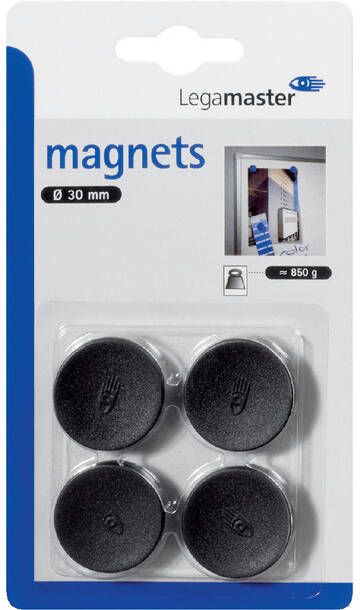 Legamaster Magneet 30mm 850gr zwart 4stuks