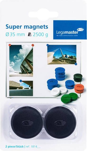 Legamaster Magneet 35mm super 2500gr zwart 2 stuks - Foto 2