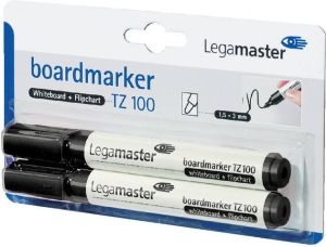 Legamaster Viltstift TZ100 whiteboard rond zwart 1.5 3mm 2st