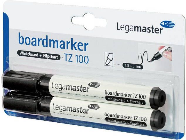 Legamaster Viltstift TZ100 whiteboard rond zwart 1.5-3mm 2st