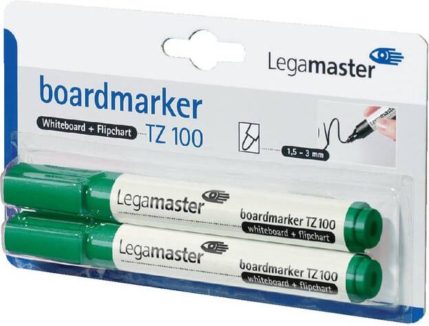 Legamaster Whiteboardmarker TZ 100 rond 1.5-3mm groen blisterà 2 stuks
