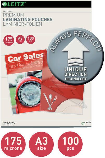 Leitz UDT lamineerhoes ft A3 350 micron (2 x 175 micron) pak van 100 stuks - Foto 3