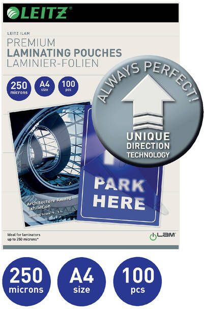 Leitz Ilam lamineerhoes ft A4 250 micron (2 x 250 micron) pak van 100 stuks - Foto 3