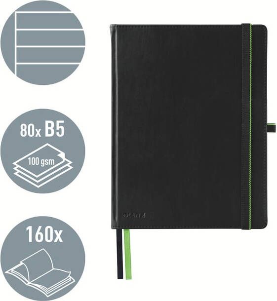 Leitz Notitieboek Complete 187x242mm lijn 160 pagina's 100gr zwart