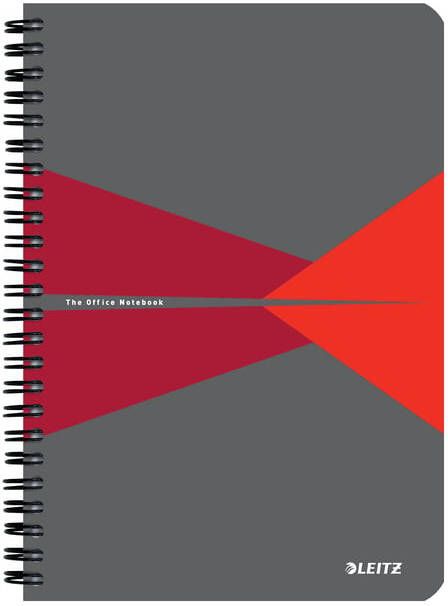 Leitz Notitieboek Office A5 lijn 180 pagina's 80gr grijs rood