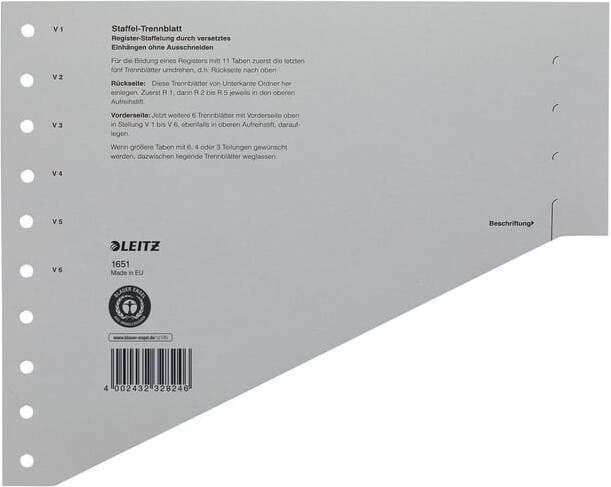 Paagman Leitz staffelscheidingsblad voor ft A4 grijs pak van 100 - Foto 3