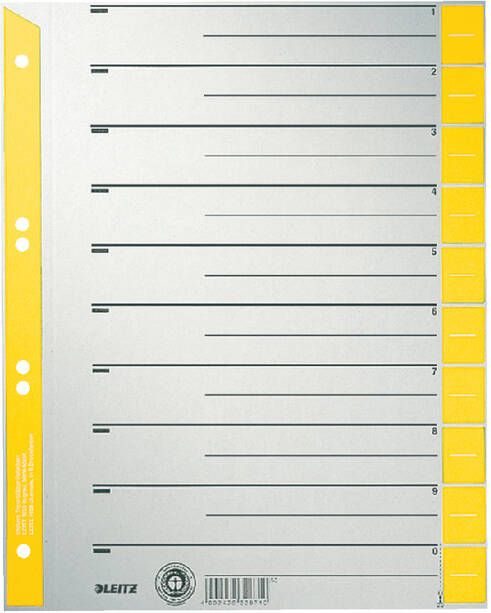 Leitz Scheidingsbladen A4 karton 230gr 6-gaats geel