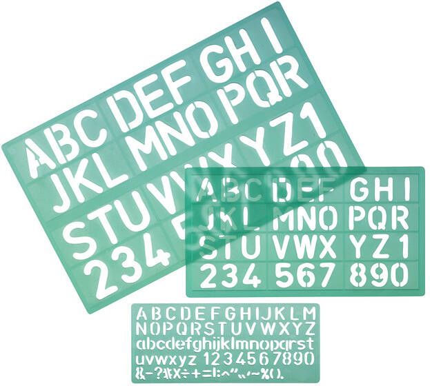 Linex lettersjabloon set met 3 stuks in een ophangetui
