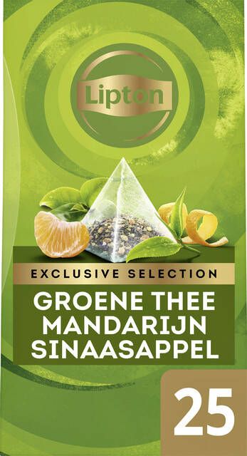 Lipton Thee Exclusive groene thee mandarijn sinaasappel 25 pramidezakjesx2gr