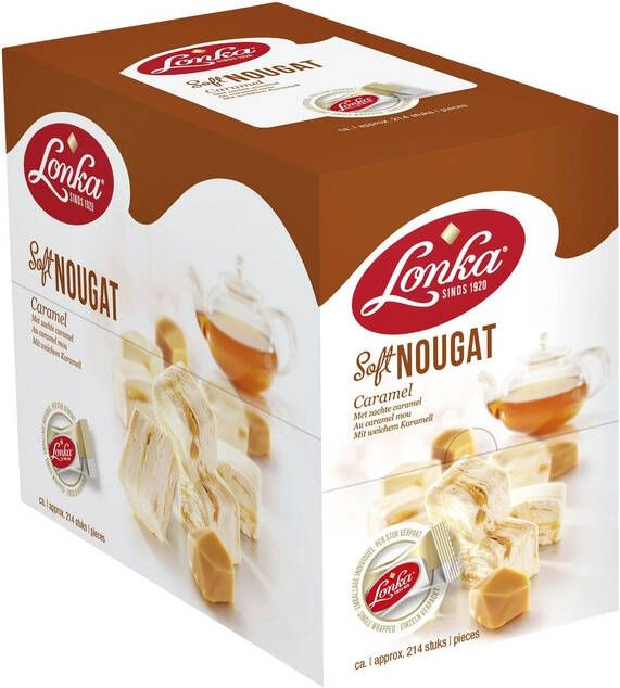 Lonka Nougat per stuk verpakt 12g doos van 214 stuks caramel