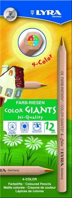Lyra Kleurpotlood Color Giants Nature vierkleurig set ?? 12 stuks