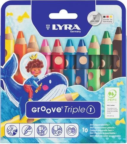 Lyra Kleurpotlood Groove Triple One extra dik set ?? 10 kleuren