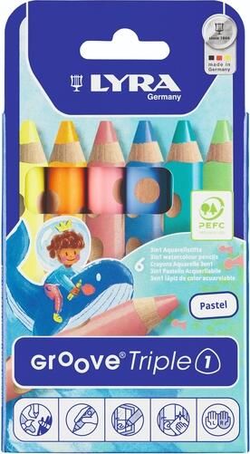 Lyra Kleurpotlood Groove Triple One extra dik set ?? 6 pastelkleuren