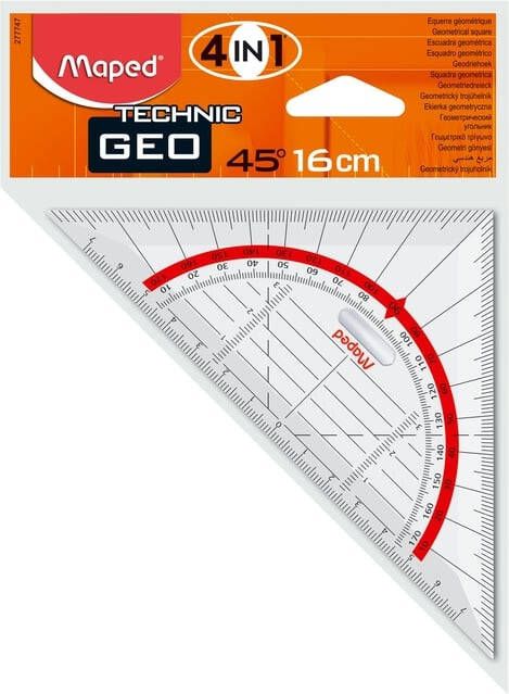 Maped Geodriehoek 277747 160mm 45graden transparant
