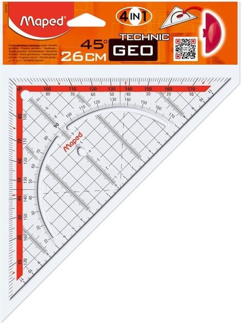 Maped Geodriehoek 028700 260mm 45graden transparant