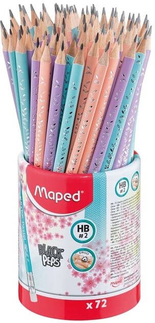 Maped potlood Black&apos;Peps Pastel met gum kartonnen ophangetui met 12 stuks