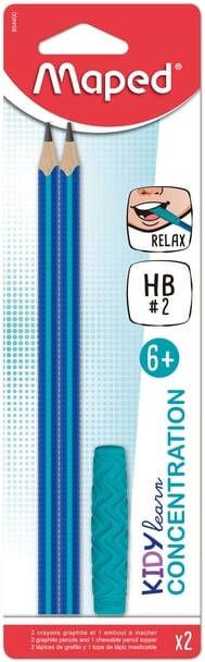 Maped Grafietpotlood Kidy Learn met kauwtopper set Ã  2 stuks blauw