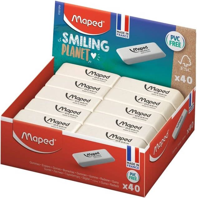 Maped Gum Dessin display à 40 stuks wit