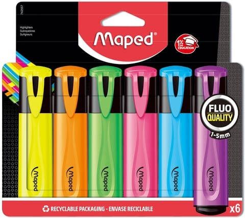 Maped markeerstift Fluo&apos;Peps assortiment blister met 6 stuks