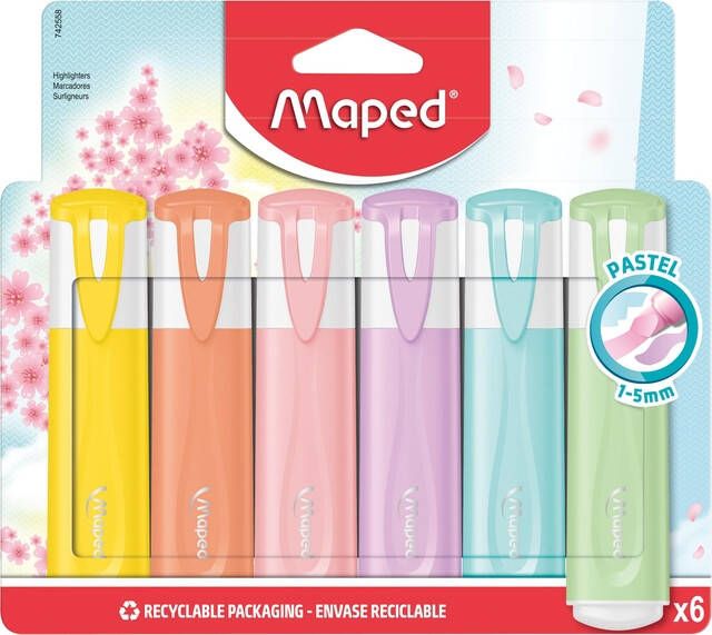 Maped Markeerstift setÃƒÆ 6 pastel kleuren