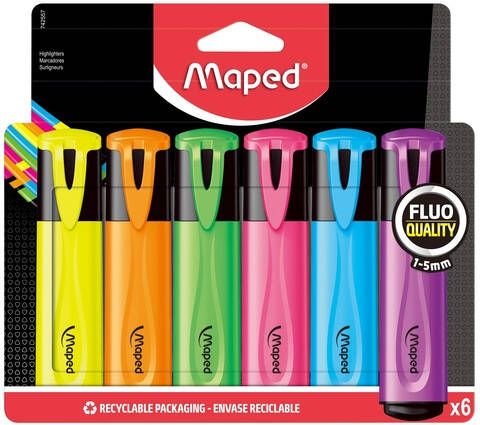 Maped markeerstift Fluo&apos;Peps assortiment blister met 6 stuks