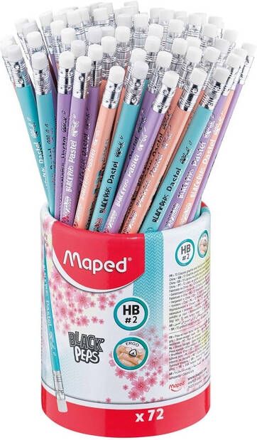 Maped potlood Black&apos;Peps Pastel met gum kartonnen ophangetui met 12 stuks