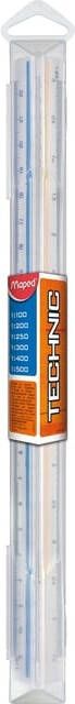 Maped driekantige schaallat schaalverdeling 1:100 1:200 1:250 1:300 1:400 1:500 blauw