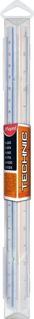 Maped driekantige schaallat schaalverdeling 1:20 1:25 1:50 1:75 1:100 1:125 oranje