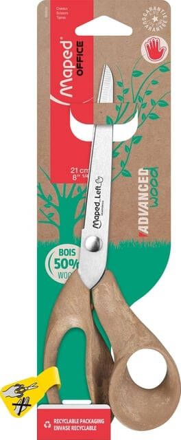 Maped Office Advanced Wood schaar 21 cm asymmetrische ogen voor linkshandigen