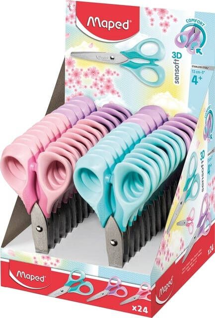 Maped Schaar 130mm Sensoft pastel display à 24 stuks assorti