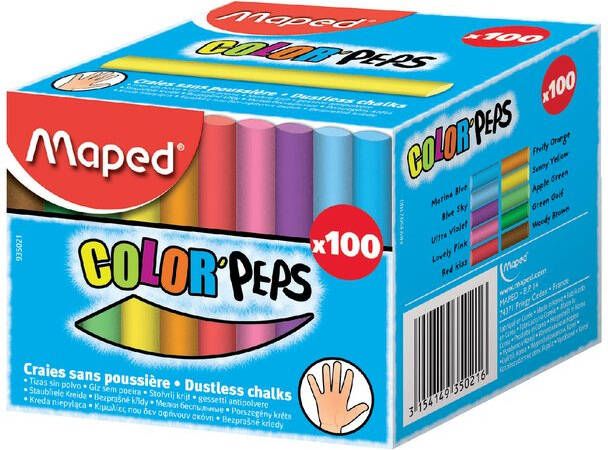 Maped Schoolbordkrijt Color'Peps assorti stofvrij