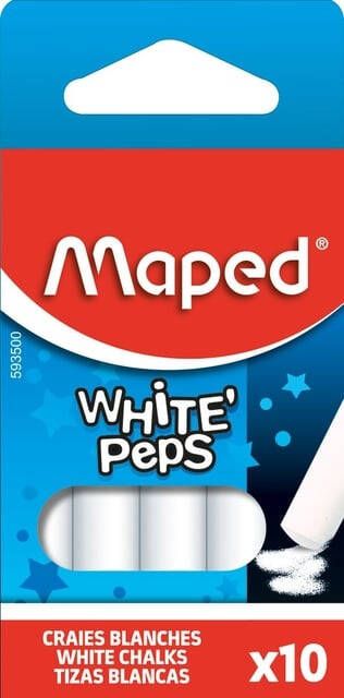 Maped Schoolbordkrijt Color'Peps wit stofvrij doosje à 10 stuks