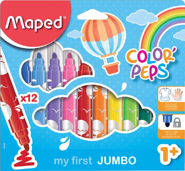 Maped viltstift Color'Peps Jumbo Early Age etui van 12 stuks in geassorteerde kleuren