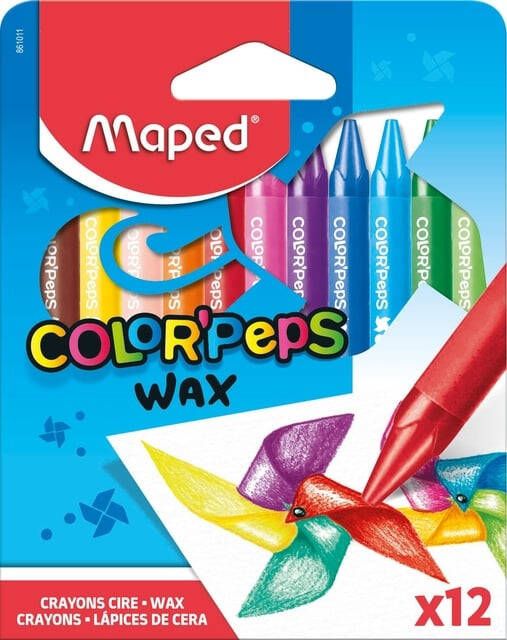 Maped waskrijt Color&apos;Peps Wax doos van 12 stuks in geassorteerde kleuren