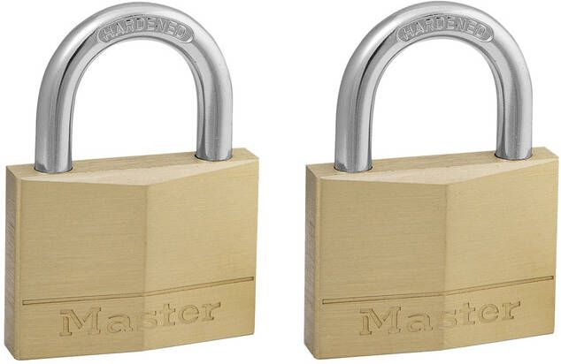 Master Lock Hangslot MasterLock 2 gelijksluitend messing 50mm 2 stuks