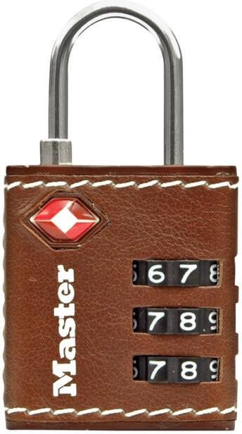 Master Lock Hangslot Masterlock 3-cijfer combinatie TSA 30mm bruin leer