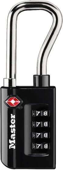 Master Lock Hangslot Masterlock 4-cijfer combinatie TSA lange beugel zwart 35mm
