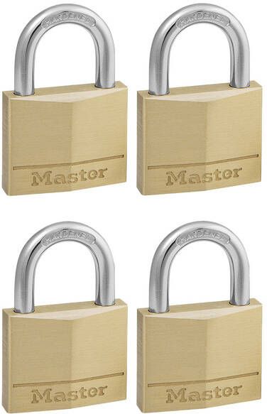 Master Lock Hangslot MasterLock 4 gelijksluitend messing 40mm 4 stuks