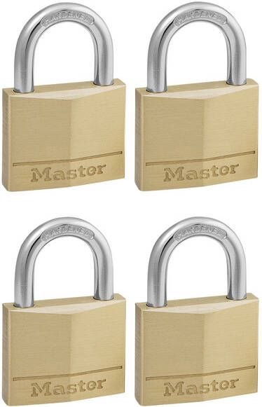 Master Lock Hangslot MasterLock 4 gelijksluitend messing 50mm 4 stuks