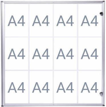 MAUL Binnenvitrine wand extraslim whiteboard 12xA4 met slot