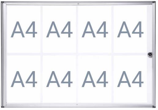 MAUL Binnenvitrine wand extraslim whiteboard 8xA4 met slot