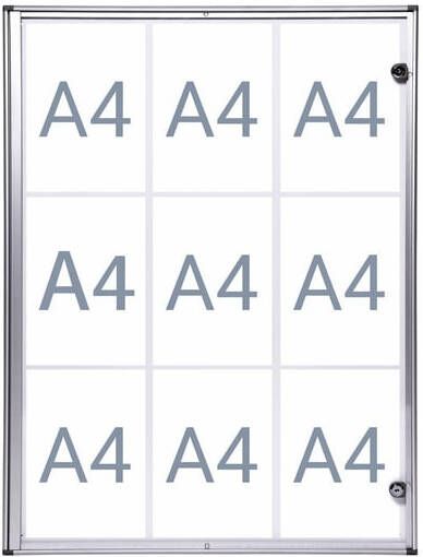 MAUL Binnenvitrine wand extraslim whiteboard 9xA4 met slot