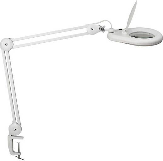 Maul loeplamp LED Viso met tafelklem 6.3cm armlengte 2x31cm 3 dioptrielens opp 144cm2 wit